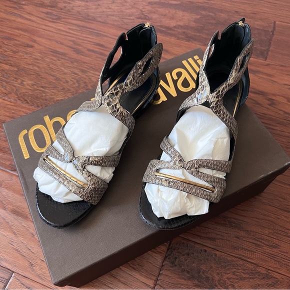 Roberto Cavalli Snake Low Heel Sandal - Picture 10 of 11